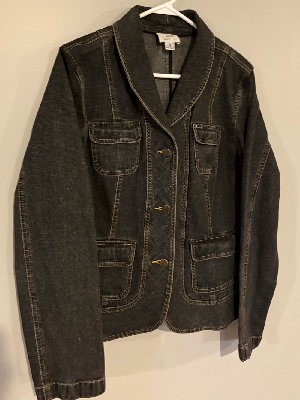 LOFT Dark Gray Denim Blazer Jacket